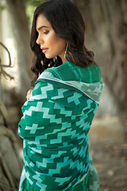 Gul Ahmed Corduroy 3Pcs Printed Suit - Unstitched CD-12 A Green