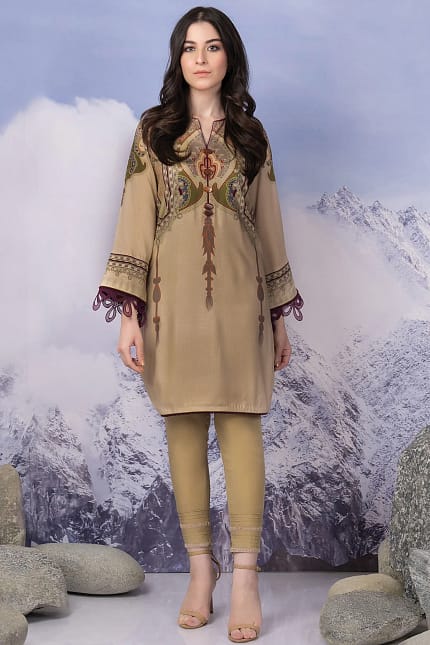 Alkaram Printed Viscose Suit Unstitched 2 Piece FW-33 Cream - Winter Collection