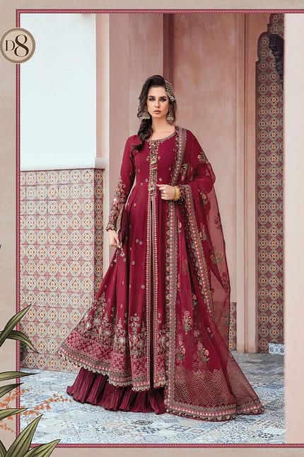 MARIA B Unstitched Sateen | Maroon CST-708