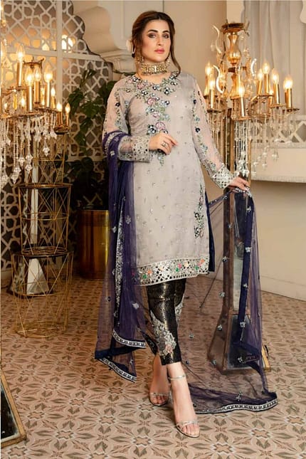 Isleen AI 06 Unstitched Embroidered Pure Chiffon With Hand Embellishments