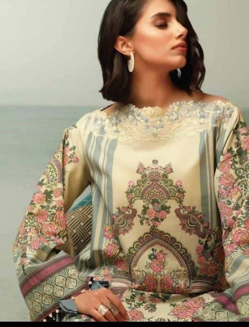 AlKaram 1Pc Cambric Embroidered Shirt MS 43 Cream AlKaram 1Pc Cambric Embroidered Shirt MS 43 Cream