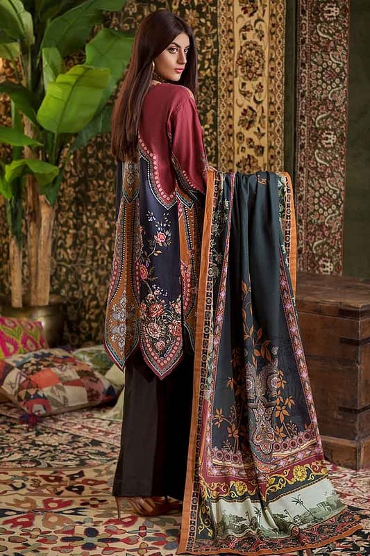 Gul Ahmed 2PC Unstitched Embroidered Khaddar Suit with Printed Khaddar Dupatta TK-23