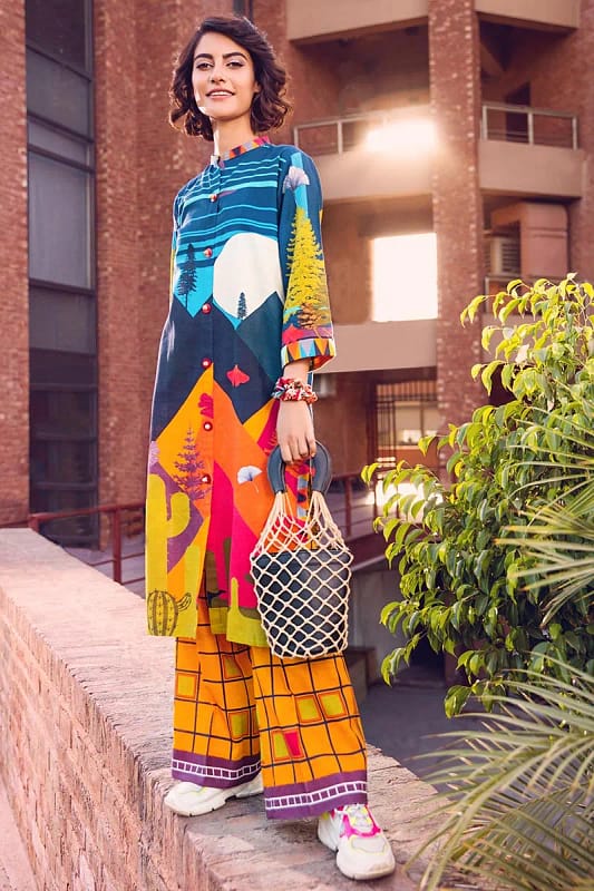 Gul Ahmed 2PC Unstitched Digital Printed Khaddar Suit TK-30