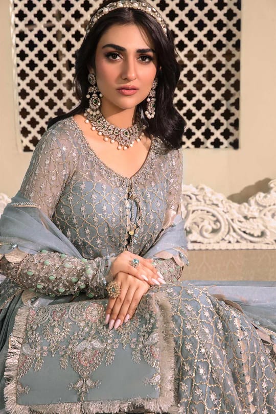 Maria B. Unstitched MBROIDERED - Blue BD-2602 - Image 3