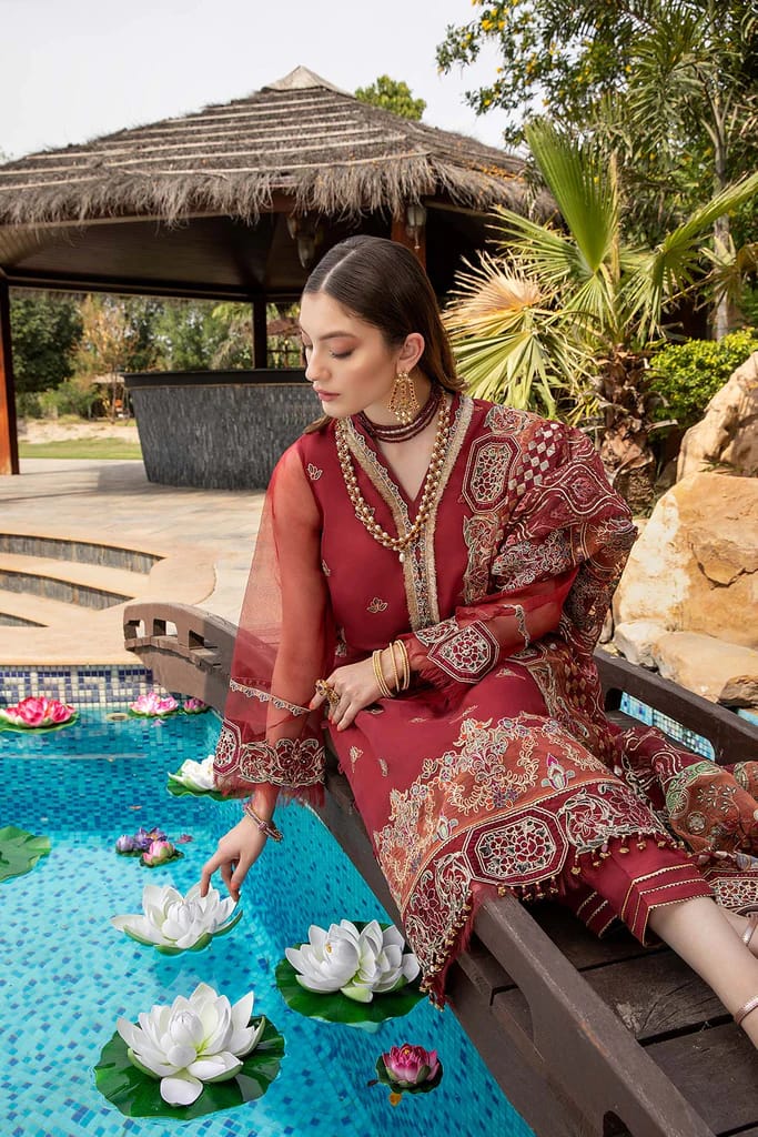 Charizma 3Pc Organza Embroidered Luxury Collection DD-03 - Image 3