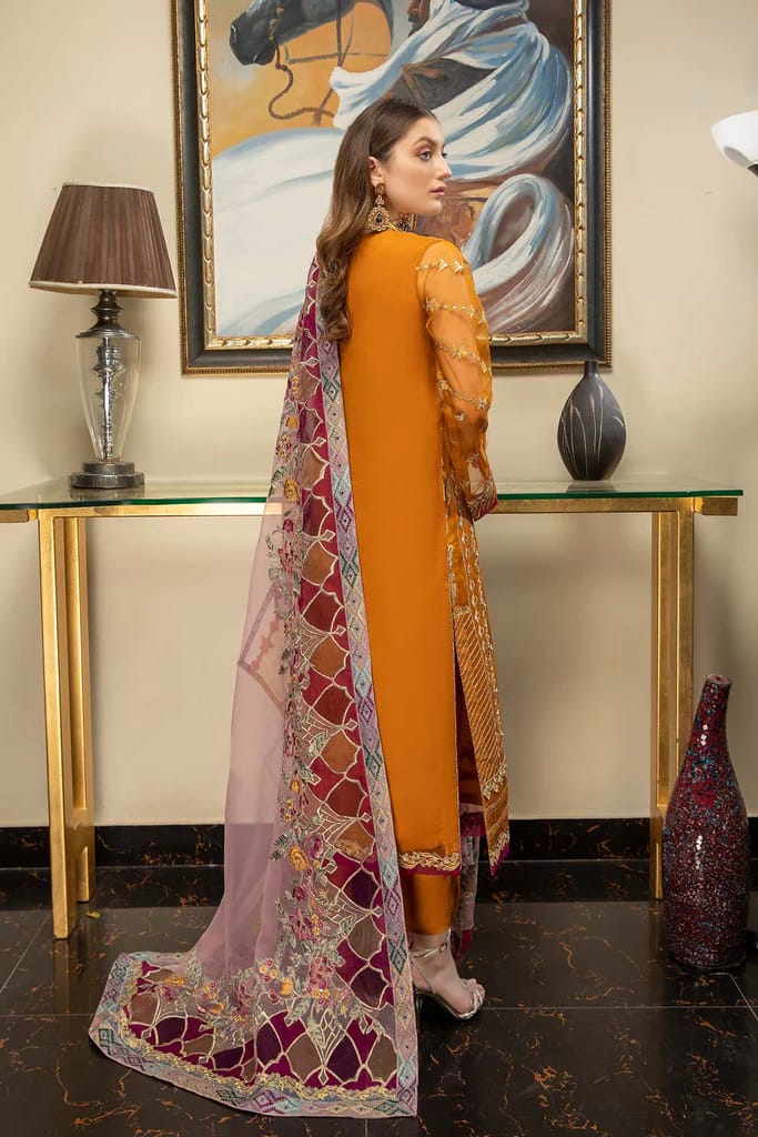 Charizma 3Pc Organza Embroidered Luxury Collection DD-05 - Image 3