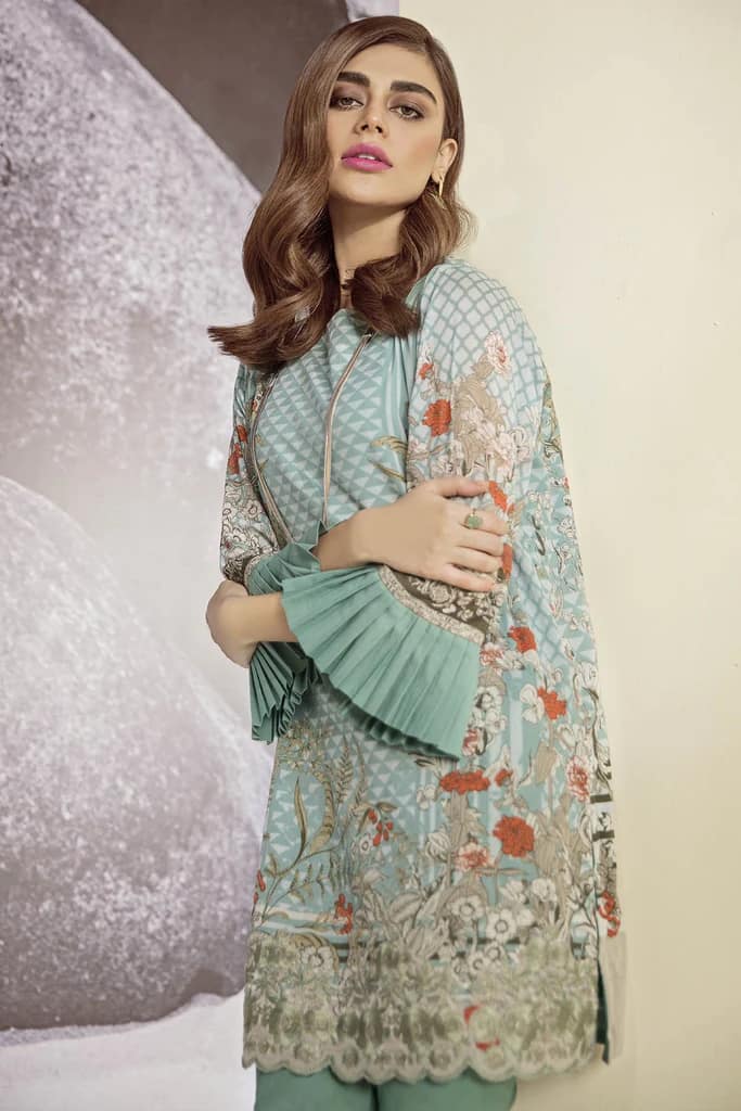 AlKaram 1Pc Cambric Embroidered Shirt MS 37 Green