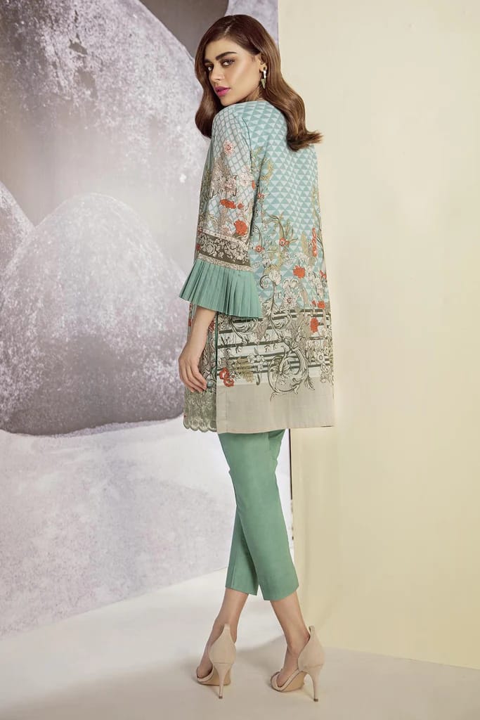 AlKaram 1Pc Cambric Embroidered Shirt MS 37 Green