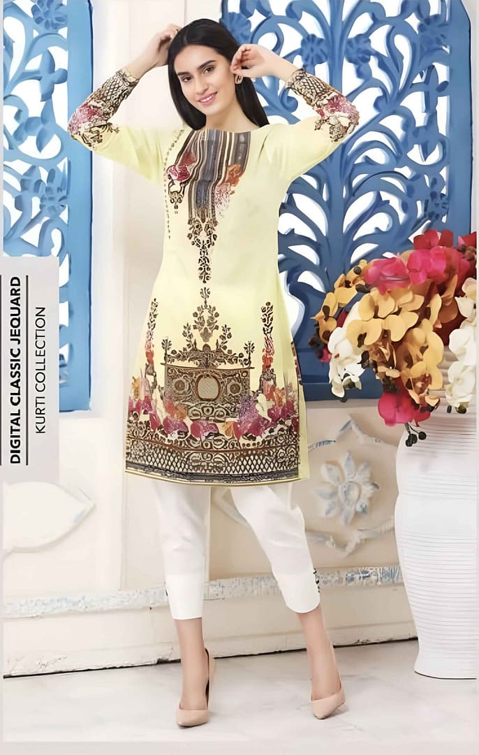 five Stat Jacquard Shirts D1 P4A Five Star Jacquard Lawn Printed Shirt 1Pc D # 01 - Image 1