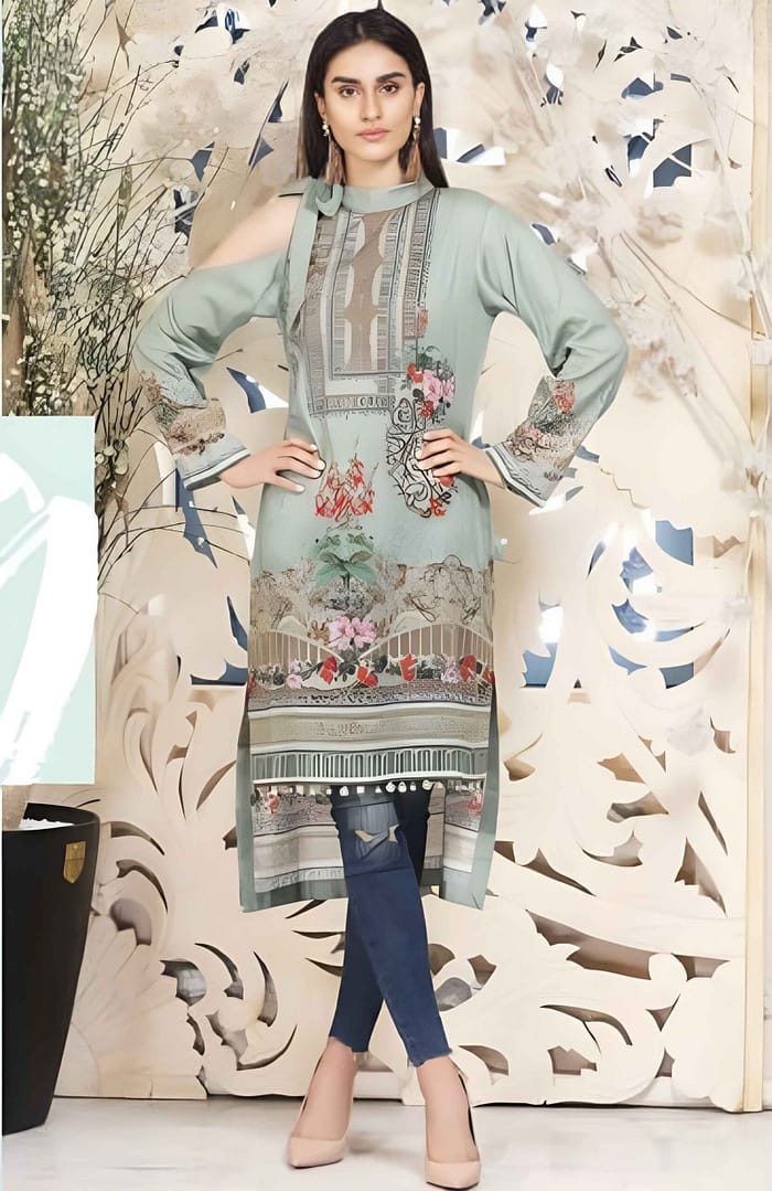 five Stat Jacquard Shirts D2 P4B (1) Five Star Jacquard Lawn Printed Shirt 1Pc D # 02 - Image 1