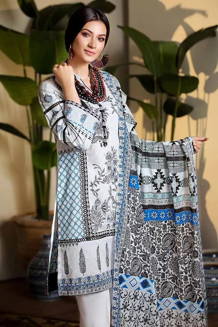 Gul Ahmed TCN 39 A SD Gul Ahmed Unstitched Cambric Printed Shirt & Dupatta TCN-39 A - Image 1
