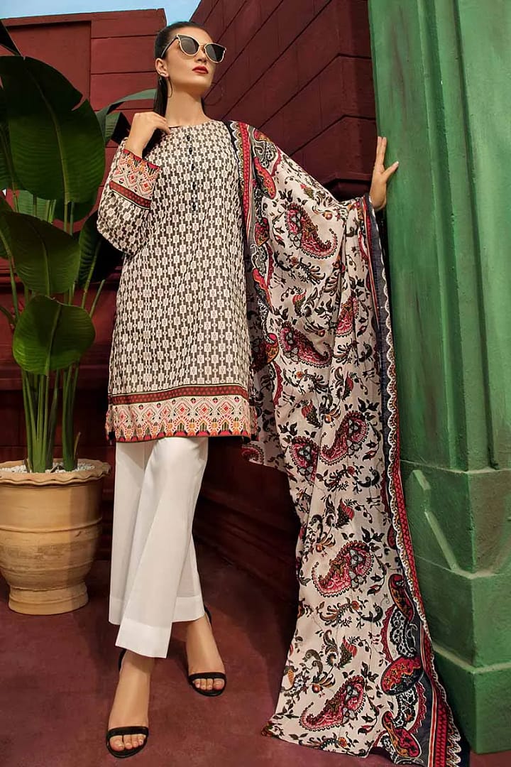Gul Ahmed TCN 46 B SD Gul Ahmed Unstitched Cambric Printed Shirt & Dupatta TCN-46 B - Image 1