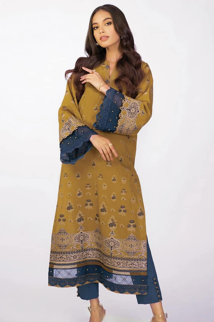 AlKaram 1Pc Jacquard Shirt MS-45.1-22-Olive-Green-3 AlKaram 1Pc Jacquard Shirt MS-45.1-22-Olive-Green