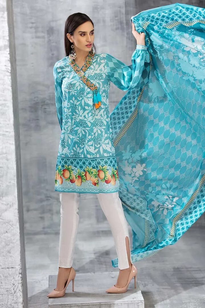 Gul Ahmed Unstitched 2PC Embroidered Cambric Shirt & Printed Dupatta TCE-32 Gul Ahmed Unstitched 2PC Embroidered Cambric Shirt & Printed Dupatta TCE-32