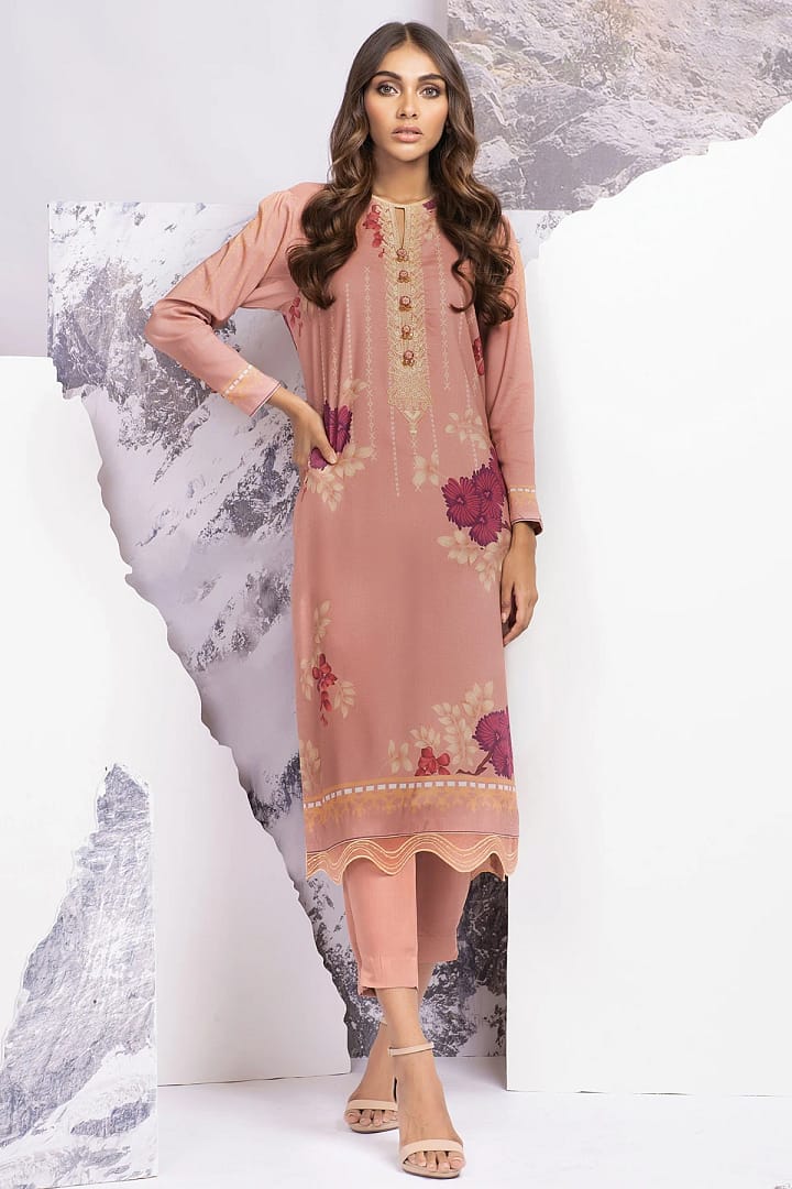 Alkaram Embroidered Viscose Suit Unstitched 2 Piece FW-30.1 Pink - Winter Collection