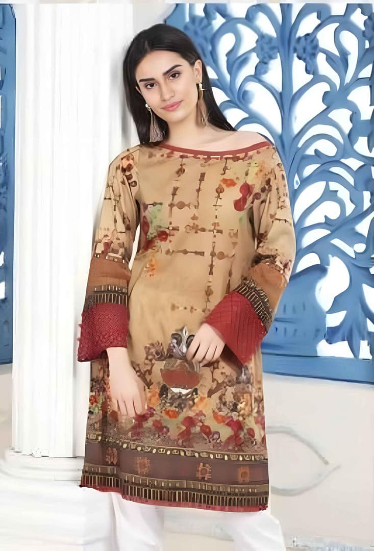 five Stat Jacquard Shirts D3 P4A Five Star Jacquard Lawn Printed Shirt 1Pc D # 03 - Image 1