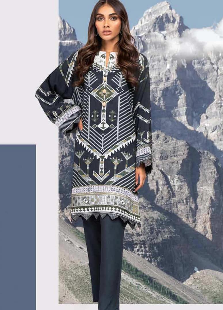 Alkaram Printed Viscose Suit Unstitched 2 Piece FW-34.1 Black - Winter Collection Alkaram Printed Viscose Suit Unstitched 2 Piece FW-34.1 Black - Winter Collection