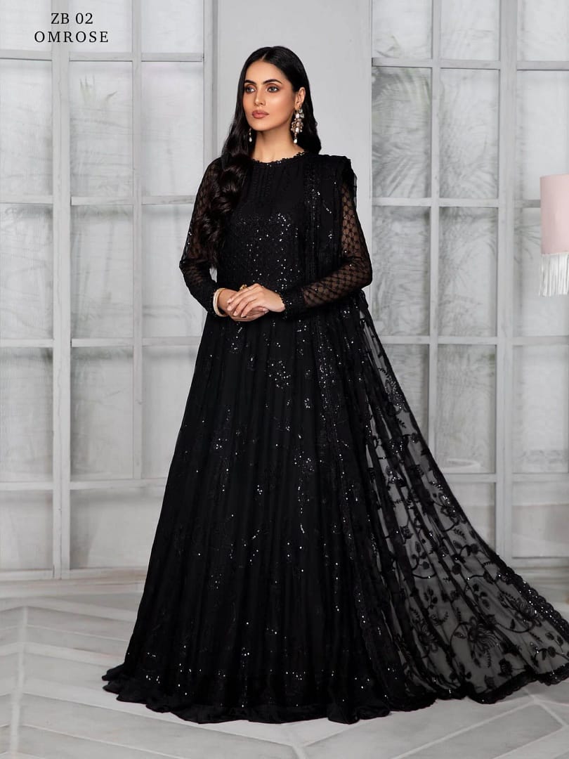 ZB-02Omrose-3 ZARIF Bahaar Unstitched Formal Embroidered 3Pc Suit ZB-02 Omrose - Image 1